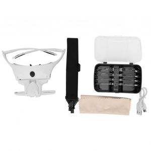 Loupe serre-tete a LED avec chargement USB et lentille remplacable - Neuf
