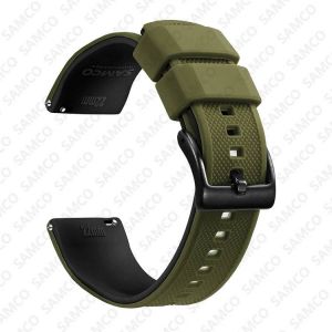 Bracelet De Montre En Silicone De Qualit&eacute; Sup&eacute;rieure,18mm 20mm 22mm,&Agrave; D&eacute;gagement Rapide,En Caoutchouc,De Remplacement.Army Olive Green 2.18mm - Neuf