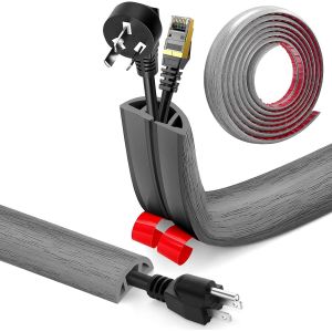 TIANYI-Passe Cable Sol Adhesif, Cache Cable Sol, Flexible PVC Goulotte Passe Cable Sol Protege Cable Sol Passage de Cable au Sol pour Tous Les Câbles, Résidentiel, Bureaux Plus(Grain de Bois B, 3cm x - Neuf