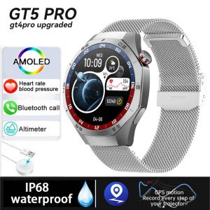 2025 Militaire Sports De Plein Air Montre Intelligente Amoled Gps Tracker Ip68 Étanche Pour Huawei Fréquence Cardiaque Bluetooth Appel Smartwatch Hommes.Silver Mesh. - Neuf