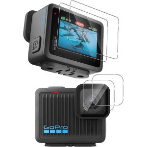 Verre Tremp&eacute; pour GoPro Hero, 2 Pi&egrave;ces Protection &eacute;cran Film avec 2 Pi&egrave;ces Cam&eacute;ra Arri&egrave;re Protecteur, Duret&eacute; 9H Film en sans Bulles,Ultra HD Vitre Tremp&eacute; - Neuf