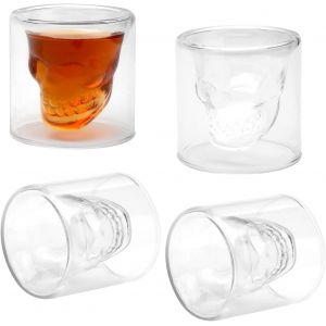 Verres T&ecirc;te De Mort Set De 4 Skull Head Design Verre &Agrave; Pour Vodka Verre &Agrave; Whisky Verre A Whisky (75 Ml) - Neuf