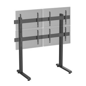 Support TV sur pieds - mur d'images 4 &eacute;crans 45''- 55'' hauteur 175cm &agrave; poser noir - Neuf