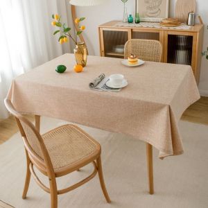 Nappe Imperm¿¿Able Simple En Une Seule Pi¿¿Ce (Toile De Jute Beige Imperm¿¿Able, 90*90cm), Nappe De Bureau En Coton Et Lin De Couleur Unie, Nappe Int¿¿Rieure Et Ext¿¿Rieure, Nappe De F¿ºte - Neuf
