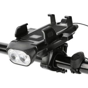 Multi-Fonctionnel Usb Rechargeable Imperméable De Vélo Accessoires 4 En 1: Cellule De Titulaire Téléphone, Usb Rechargeable De Banque De Puissance, Guidon Phare Et Klaxon De Vélo - Neuf