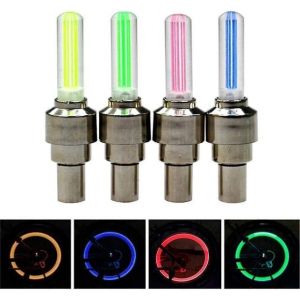 Lot De 4 Lumi&egrave;res Led Vibrantes Pour Roues De V&eacute;lo - Bouchons De Valve De Pneu &Eacute;tanches Pour Une S&eacute;curit&eacute; Et Un Style Am&eacute;lior&eacute;s En 4 Couleurs ! - Neuf