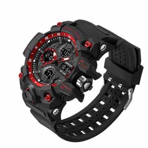 Montre-Bracelet &Agrave; Quartz Double Affichage Pour Homme - Chronom&egrave;tre &Eacute;tanche - Rouge - Neuf