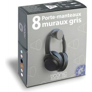 Patere Porte Manteau Mural Gris - Pat&egrave;re Murale Deco Crochets Porte-Manteau Mural Design Chambre Moderne - Portemanteaux pour Entr&eacute;e Original Salle de Bain (Lot de 8 pat&egrave;res, gris) - Neuf