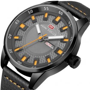 Mini Focus Hommes Mode Analogique &Eacute;tanche Bracelet En Cuir Montre Quartz Montre-Bracelet (Orange + Noir) - Neuf
