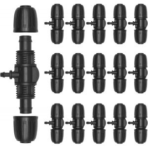 Connecteur de Tuyau D'irrigation de Jardin, Connecteurs en T Barbelé Irrigation Goutte à Goutte pour Tube D'irrigation 1/2 Pouce à 1/4 Pouce Accessoires D'arrosage 3 Voies - Neuf