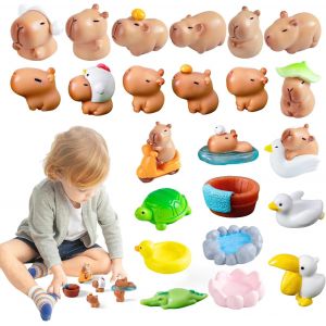 Sansh-23 Pièces Figurine Animaux Figurines D'animaux Mini Capybara En Résine Capybara Animaux Miniature Paysages Miniatures Toppers Gâteau - Neuf