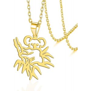 Kal-Collier Avec Pendentif En Forme D'ours Koala Maman Et Koala En Acier Inoxydable Pour Femme Et Fille - Neuf