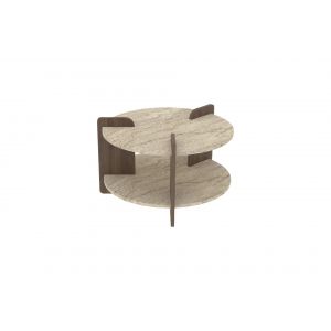 Table basse en bois "Oalla" 70 x 70 x 45 cm - Travertin - Neuf