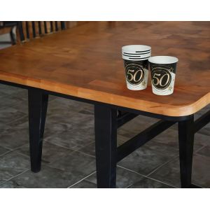 Kal-| 6 Gobelets Jetables De 50 Ans (240 Ml) (9 Cm) - Décoration De Table Pour Fêtes - Idéal Pour Célébrations De 50 Ans Et Événements - Noir Or Blanc - Neuf