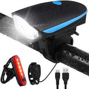 Lumiere Velo Avant Et Arriere Avec Buzzer Lampe Velo Led Puissantes Eclairage Velo Étanche Ip65 Lumière Vélo Usb Rechargeable Accessoires Velo Pour Cyclysme Vtt, Vtc, Bicyclette, Etc - Neuf