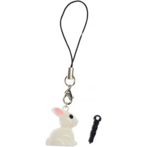 Kal-Lapin Lièvre Lapin Lapin Lièvre Blanc Pendentif Pour Téléphone Mobile Oreilles Roses Pendentif Bijoux Faits À La Main I Porte-Clé Porte-Clés - Neuf