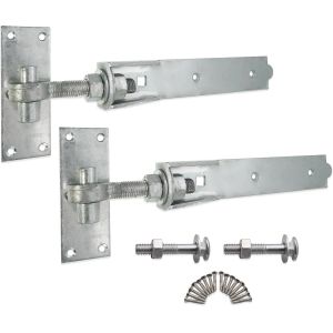 Paire De Charnières Robustes À Crochet Réglable De 300 Mm En Zinc Galvanisé ¿ Idéal Pour Portail De Jardin En Bois,Porte De Garage,Allée - Neuf