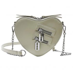 Sac bandouli&egrave;re femme avec cha&icirc;nes, pochette en forme de c?ur, bandouli&egrave;re ajustable, sac &agrave; main zipp&eacute; en cuir PU vert pour les voyages - Neuf