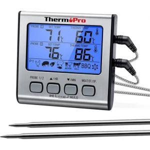 Thermopro Tp17 Thermom&egrave;tre Pour Viande Num&eacute;rique &Agrave; Double Sonde, Cuisson Barbecue Grill Four Cuisine Fumoir Avec Minuteur - Neuf