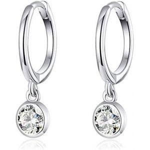 Kal-Boucles D'oreilles Cr&eacute;oles Pendantes En Argent Sterling 925 Avec Lunette En Oxyde De Zirconium Cubique Minimaliste Pour Cartilage, H&eacute;lix, Tragus, Bijoux Hypoallerg&eacute;niques - Neuf
