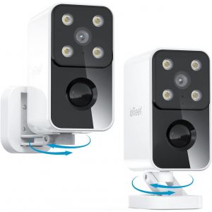 2K Rotation &agrave; 180&deg; Camera Surveillance WiFi Exterieure sans Fil, 2.4GHz Cam&eacute;ra Batterie, Vision Nocturne Couleur, Audio Bidirectionnel, D&eacute;tection de Mouvement PIR, Sir&egrave;ne, IP65, Local/Cloud, S3 - Neuf