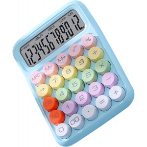 Calculatrice &eacute;lectronique Color&eacute;e,Calculatrice,Clavier M&eacute;canique Pratique,R&eacute;sistant aux D&eacute;versements,pour l'&eacute;cole et la Maison (Blue) - Neuf