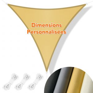 Voile Pare-Soleil Imperm&iquest;&iquest;Able Triangulaire 1.5x1.5x2m Toile Ombrage Uv Protection Pour Terrasse Jardin Ext&iquest;&iquest;Rieur-Sable&pound;&iquest;Dimensions Personnalis&iquest;&iquest;Es&pound;&copy; - Neuf