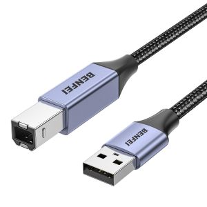 JGD-C&acirc;ble d'imprimante USB, 2 m&egrave;tres de c&acirc;ble USB A &agrave; USB B pour HP, Canon, Brother, Dell, Epson, Lexmark, Xerox, Gris - Neuf