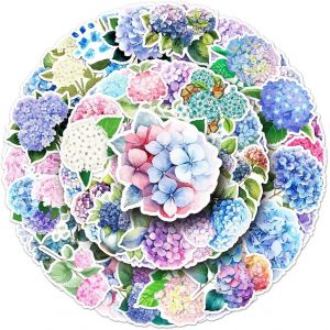 Lot De 50 Autocollants Hortensia Pour Garçons, Filles, Adolescents, Autocollants En Vinyle Imperméable Pour Téléphone, Ordinateur Portable, Bouteille, Bagages, Tasse, Vélo, Voiture, Ordinateur - Neuf