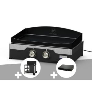 Plancha &eacute;lectrique Allure 260 DUO 60 x 40 cm + Desserte + Couvercle - Le Marquier - Neuf