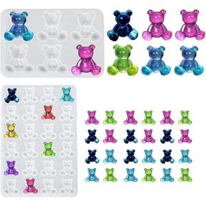 2 Pi&egrave;ces 3d Moule Animaux Ours, Moules En Silicone 3d En Forme D'ours, Moules En R&eacute;sine D'ours En Peluche, 3d Ours R&eacute;sine Moule, 3d Ours R&eacute;sine Epoxy Moule En Silicone, Pour Porte-Cl&eacute;s, Ornement - Neuf