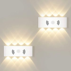 Subzonal-2 Pi&egrave;ces Applique Murale Led 8 W Avec D&eacute;tecteur De Mouvement Pour Ext&eacute;rieur/Int&eacute;rieur Blanc Chaud 3000 K &Eacute;clairage Mural Ext&eacute;rieur Imperm&eacute;able Ip65 Pour Jardin, Couloir, Escalier, Garage - Neuf