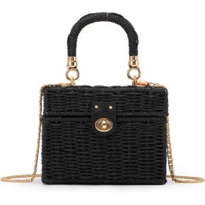 ERSHI-Femmes Sac Bandoulière Unique en Rotin Tissé à la Main Sac à Main Plage Paille Sac à Bandoulière Bohème Carré[1805] - Neuf