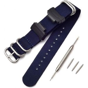 Kal-Nato Nylon Bracelet Compatible Avec Casio G-Shock Ga-110 120 Ga-400 Gd-100 Dw-5600 Gls-8900 Canvas Men Bracelet Band Black Adapters - Neuf