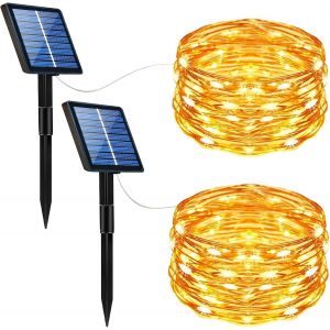 KAL-Lot De 2 Guirlande Lumineuse Exterieur Solaire, Totale 10M 100 Led Guirlande Solaire Exterieur Jardin Étanche Décoration Lumière Pour Noël - Neuf