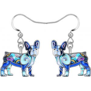 Kal-Jolies Boucles D'oreilles Pendantes En Forme De Bouledogue Français Pour Femme, Bijoux Pour Adolescentes, Filles, Chiens, Mamans - Neuf