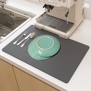 Tapis Egouttoir Vaisselle, 50 X 30 Cm Tapis Vaisselle Absorbant, Tapis Auto Sechant, Tapis Evier Cuisine Antidérapant, Tapis De Bar, Tapis Machine A Cafe Pour Bar, Vaisselle - Neuf