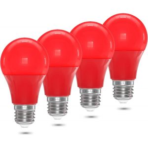 Kal-9w E27 Ampoules Colorées 9w A60/A19 Ampoule Led À Incandescence Couleur Rouge E26 Ampoule Led 720lm 4 Pack Lampe Led Décorative Pour Fêtes, Scènes, Décorations D'intérieur - Neuf