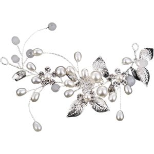 Kal-Mariage Feuilles Vignes De Cheveux, Pince Cheveux Mariage, Bijoux Cheveux Mariage, Perle Bandeau De Mariage, Coiffure Perlée Pour Femmes Et Filles - Neuf
