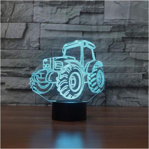 3d Lampe Illusion Optique Led Veilleuse, Optiques Illusions Lampe De Nuit 7 Couleurs Tactile Lampe De Chevet Chambre Table Art Déco Enfant Lumière De Nuit Avec Câble Usb, Tracteur - Neuf