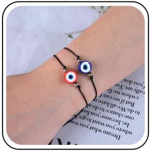 Kal-Boho Bracelet Oeil Mal&eacute;fique Bracelet De Cheville Bracelet Noir Bracelet Nazar Bracelet Protection Chanceux Bracelet Grec Oeil Rouge Bracelet Bijoux Pour Femmes Hommes Bracelet Ajustable - Neuf