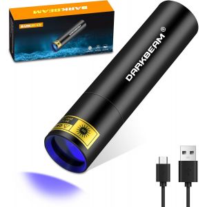 365nm Rechargeable UV Torch Black Light, LED Wood Lamp UV Lamp, Ultraviolet Flashlight for UV Resin, Fake Banknotes, Cat Urine Detector, Mini but Powerful - Neuf