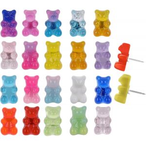 Chenquansarl-Lot De 20 Puna S Mignonnes, Puna S Ours Transparentes De Couleur Bonbon Puna S D&eacute;coratives Pour Murs De Photos, Cartes, Tableaux D'affichage Et Tableaux En Li&egrave;ge - Neuf