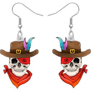 Kal-Halloween Pirate Tête De Mort Boucles D'oreilles Crossbones Bijoux Pour Femme Fille Skull Accessoire Charms - Neuf