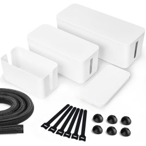 Bo&icirc;te Cache c&acirc;ble, Lot de 3 Boite Rangement Cable, Cache Multiprise - Boite Rangement pour Cables Chargeurs et Multiprises -Boitier Cache C&acirc;bles- Boite Multiprise- Boite Cache Multiprise, Noir - Neuf