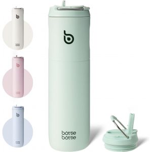 Jgd-Bottle Bottle Bouteille D'eau Isotherme De 710 Ml Avec Couvercle &Agrave; Paille Et Poign&eacute;e, En Acier Inoxydable &Agrave; Double Paroi Sous Vide, Anti-Fuite, Sans Bpa, Pour Sport, Voyage, Gym, Vert Clair - Neuf