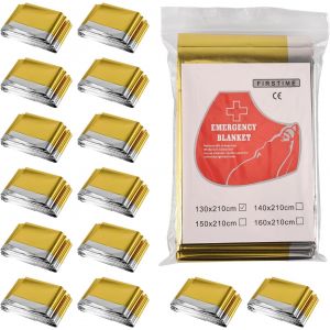 Lot De 15 Couvertures De Survie Dor&eacute;/Argent&eacute; - 210 X 130 Cm - Couverture De Survie D'urgence - Couverture Chauffante Pour Les Situations D'urgence Et Les Conditions M&eacute;t&eacute;orologiques - 15 X - Neuf