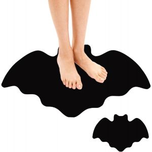 Tapis de bain Halloween 50 x 80 cm, antid&eacute;rapant, chauve-souris, super absorbant, style gothique, d&eacute;coration de salle de bain - Neuf