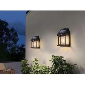 Lot De 2 Appliques Solaires Avec D&eacute;tecteur De Mouvement Pour Ext&eacute;rieur &iquest; Lampe De Jardin Led Noire - Neuf
