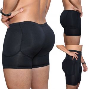 Nouveau Noir Slip Hommes Rembourré Bout À Bout Rehausseur Hanche-Up Boxer Taille Haute Culotte Maigre Sous-Vêtements Brève Grande - Neuf